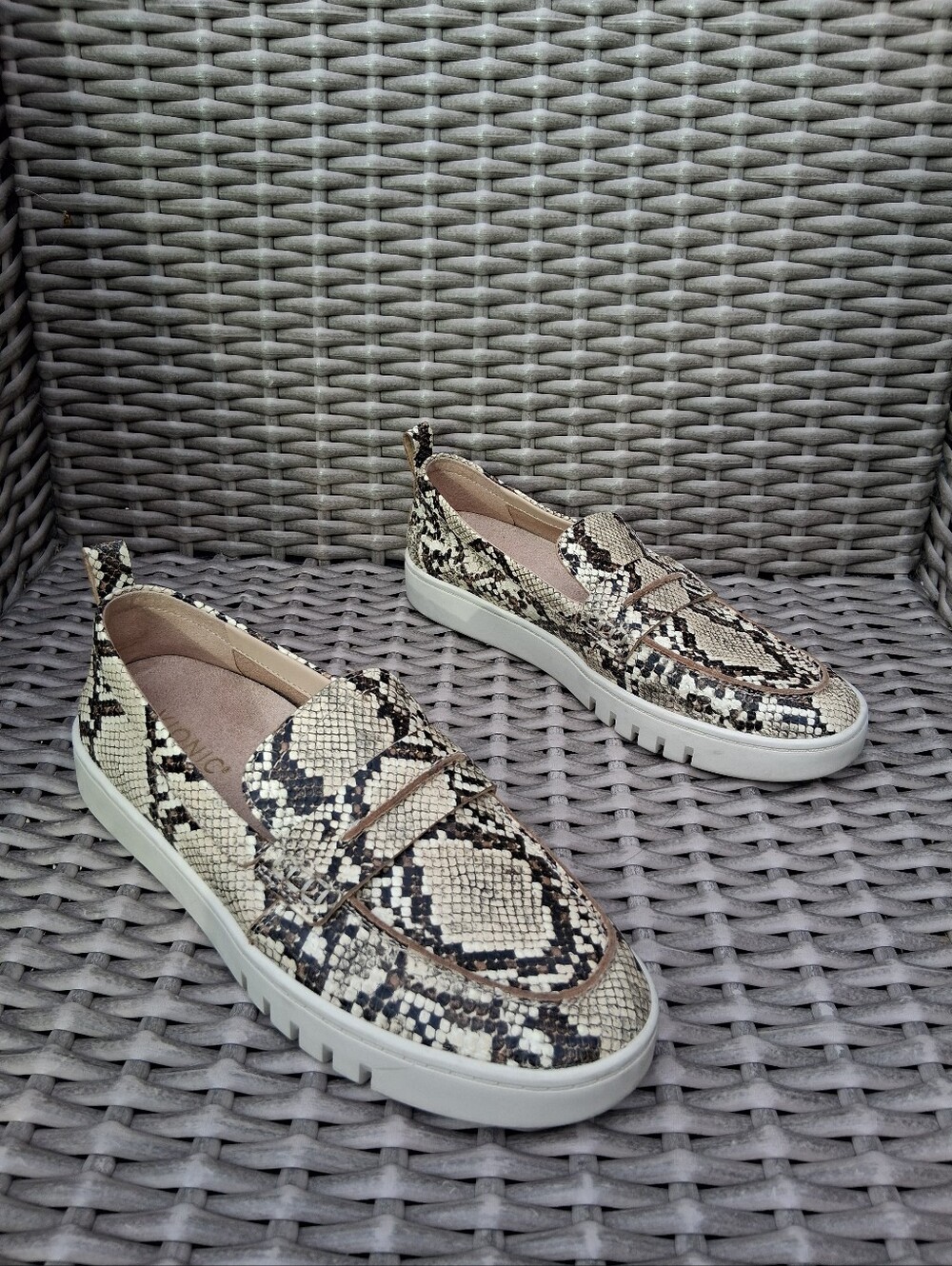 Vionic Chantel Snake Print Loafer  in Beige & Brown